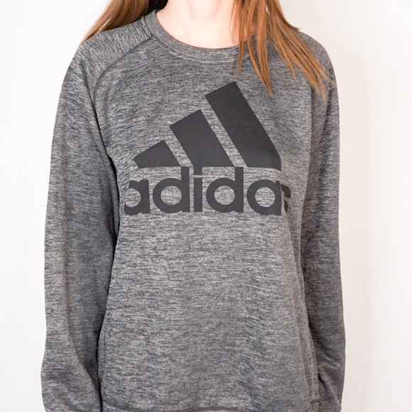 Adidas Climawarm Pullover Gray Sweater Logo L 0060 - Picture 5 of 7